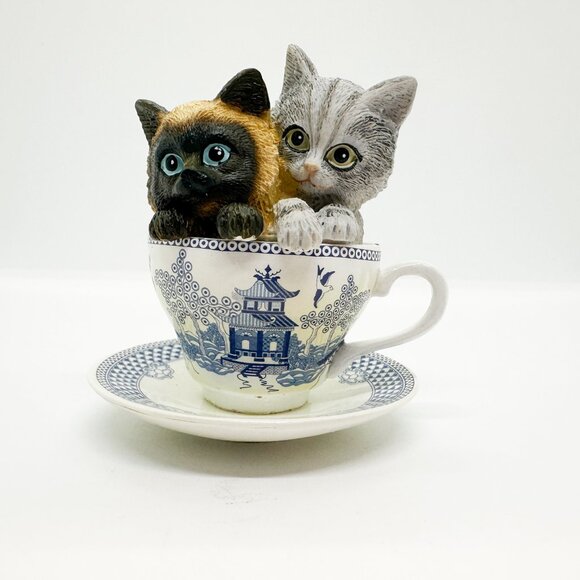 Hamilton Collection Purr-fectly Tea-lightful Cats Teacup Siamese Tabby Japan - Picture 1 of 7